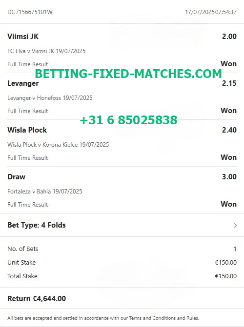 Stake Odd Fixed Matches